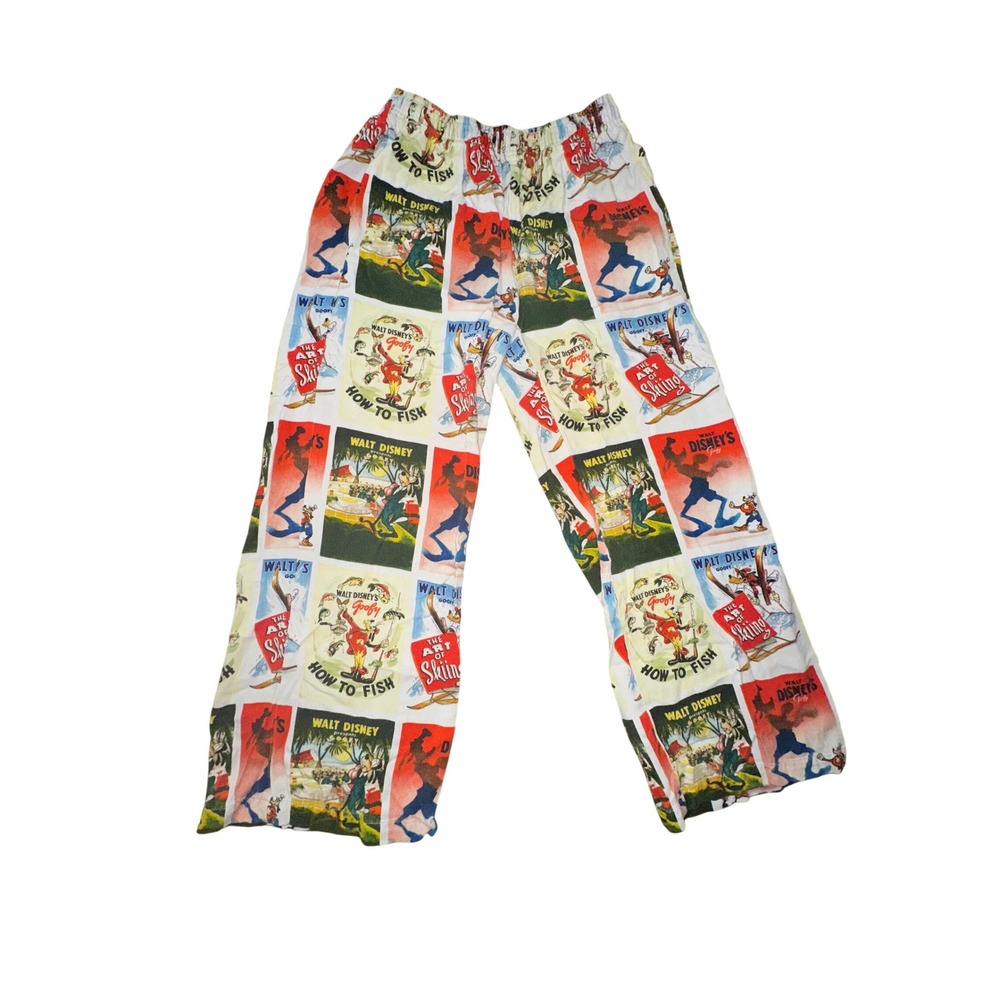 Disney Mickey Mouse Goofy Vintage Comic Print Pajama Pants Womens XS Viscose